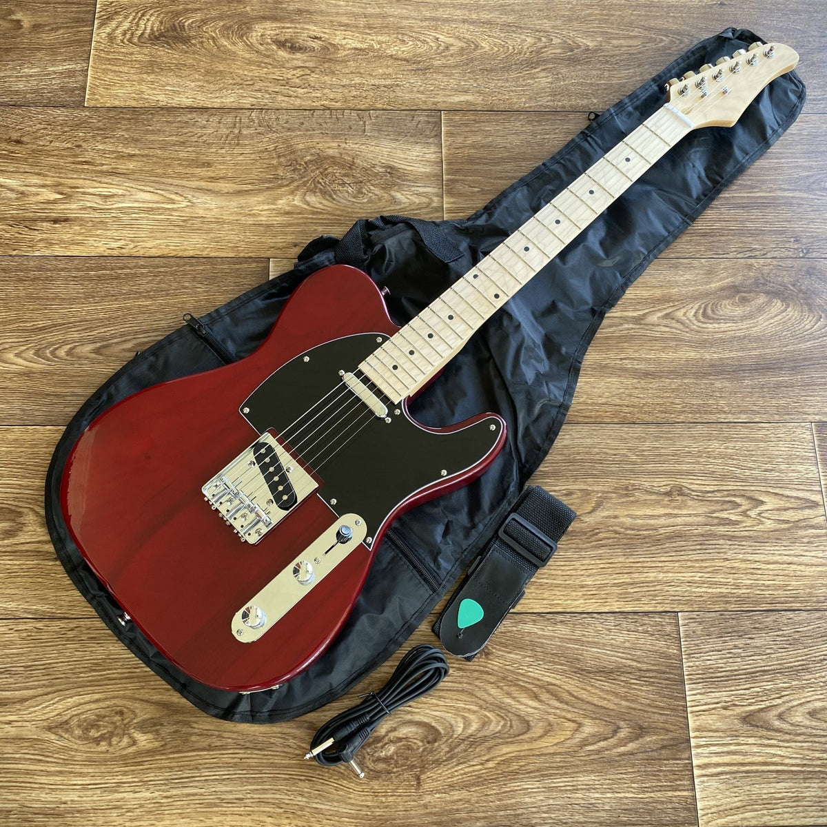 Crimson Red Electric Guitar – Full‑Size, Single Cutaway, Maple Neck & Fretboard6
