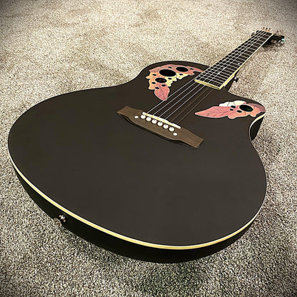 41" Black Acoustic Guitar – Cutaway Body, Laminate Spruce Top, ABS Rounded Back0