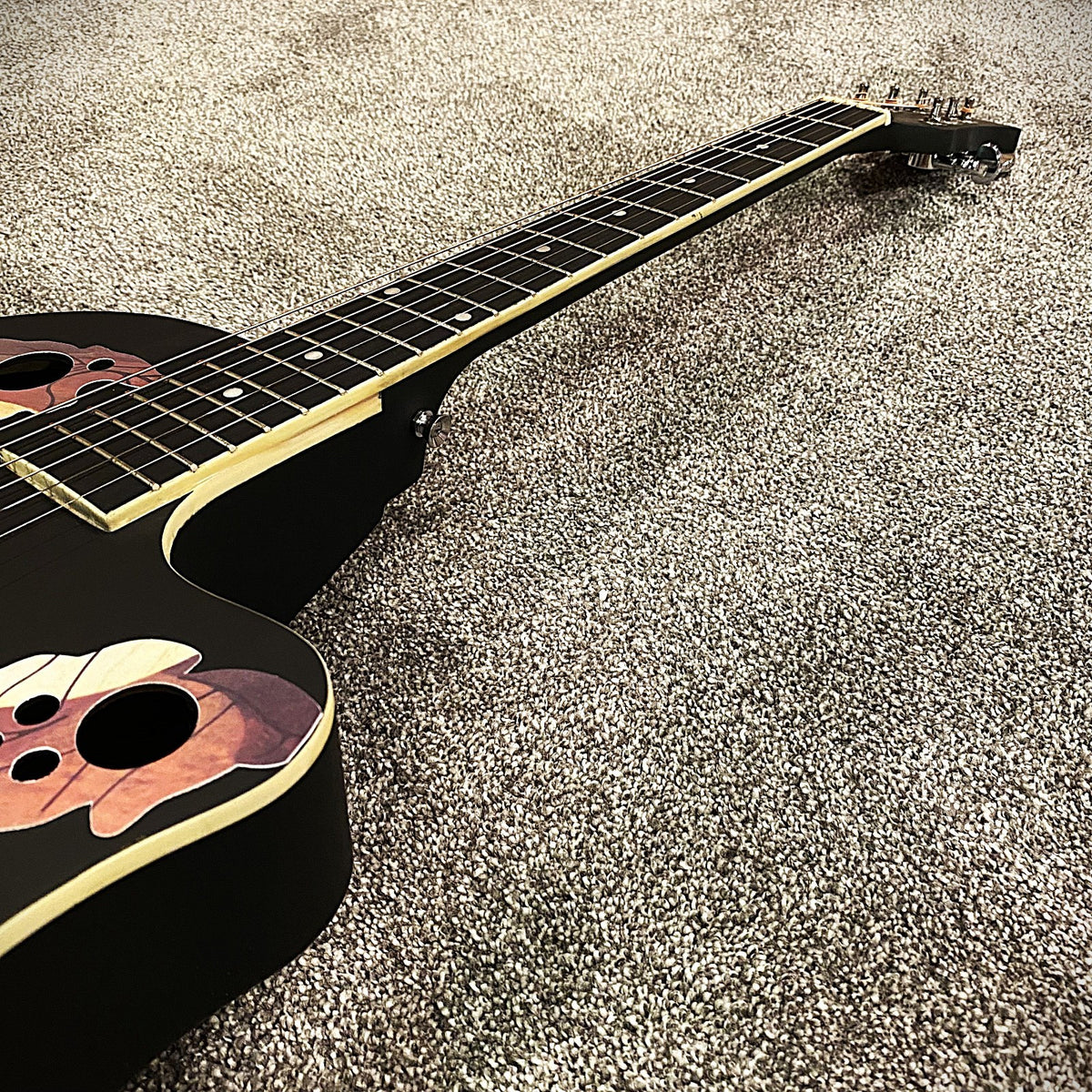 41" Black Acoustic Guitar – Cutaway Body, Laminate Spruce Top, ABS Rounded Back8