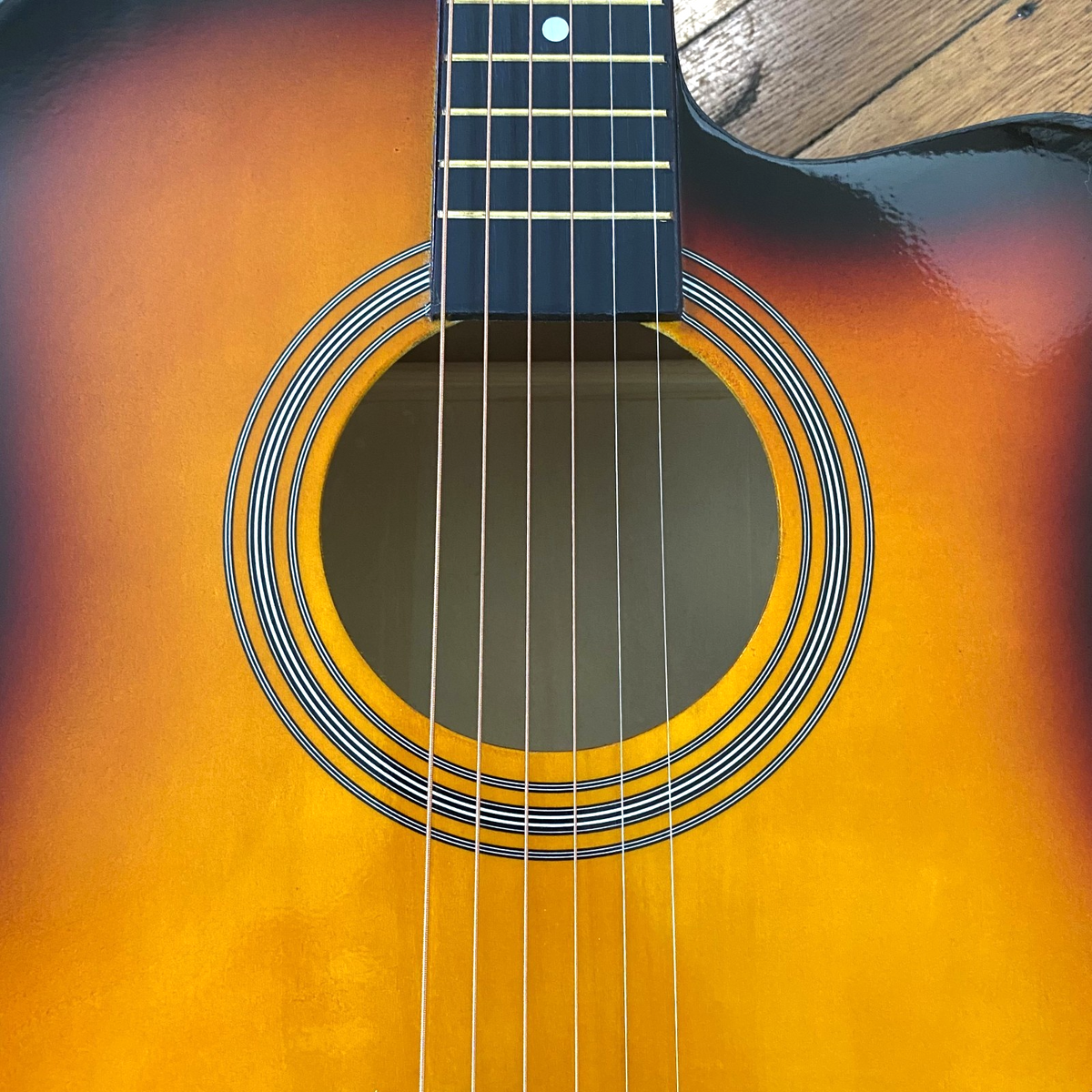 41" Sunburst Acoustic Guitar Starter Kit – Full Size Cutaway, Bag, Tuner, Capo5