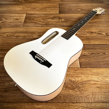 38" White Parlor Acoustic Guitar Beginner Package, Offset Soundhole, Peach Back0