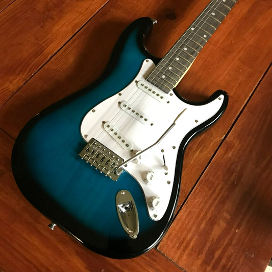 Full-Size 39" Transparent Blue Solid Body Electric Guitar with Gig Bag and More0