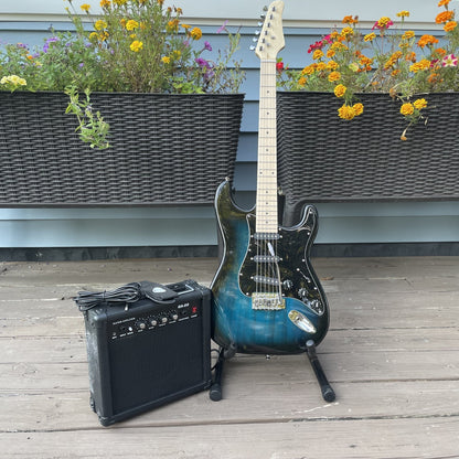 Blue Electric Guitar Starter Package with 20-Watt Amp and Accessories Full-Size5