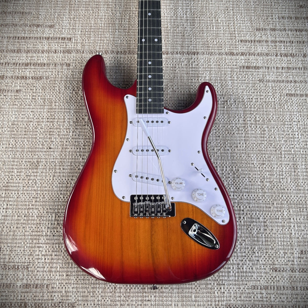 Cherry Sunburst Electric Guitar Package with Gig Bag, S-S-S Pickups, Full-Size2