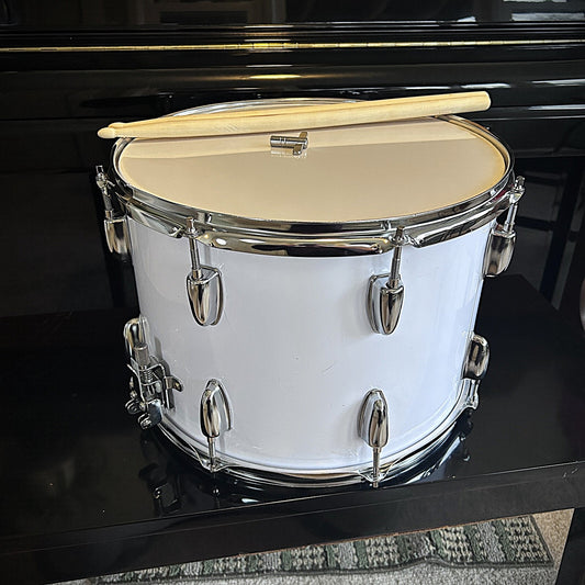 Marching Snare Drum 14x10 White with Poplar Shell Drum Sticks, Strap, Drum Key0
