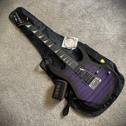 Full-Size Purple Electric Guitar and 5-Watt Amp Starter Package with Accessories17