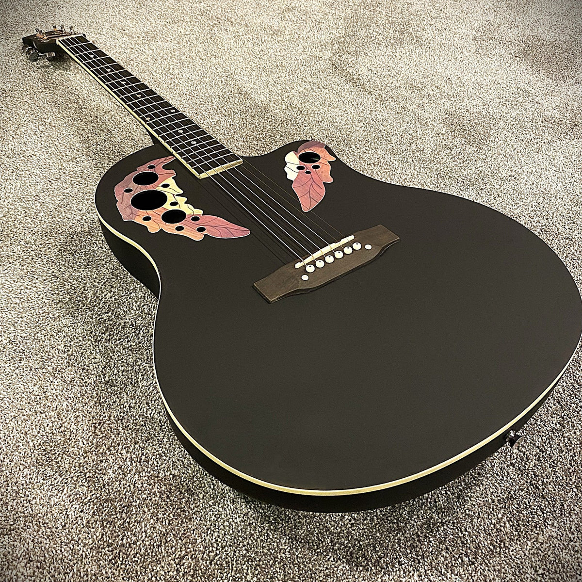 41" Black Acoustic Guitar – Cutaway Body, Laminate Spruce Top, ABS Rounded Back7