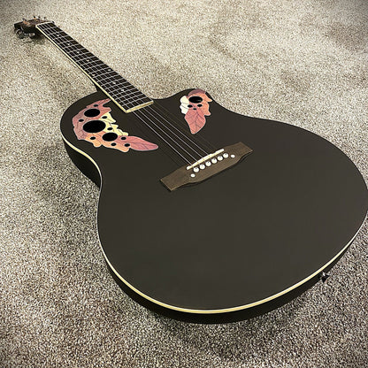 41" Black Acoustic Guitar – Cutaway Body, Laminate Spruce Top, ABS Rounded Back7
