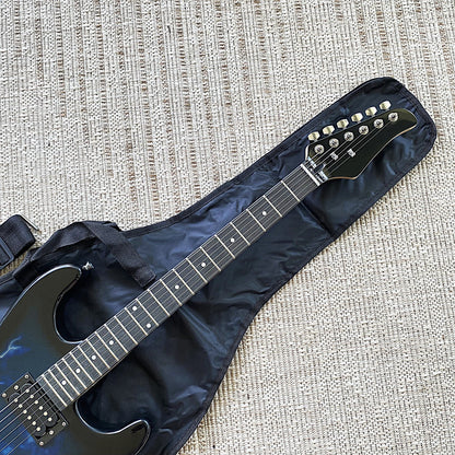 Full-Size Electric Guitar, Double Cutaway, Blue Lightning Finish, H-H Pickups6