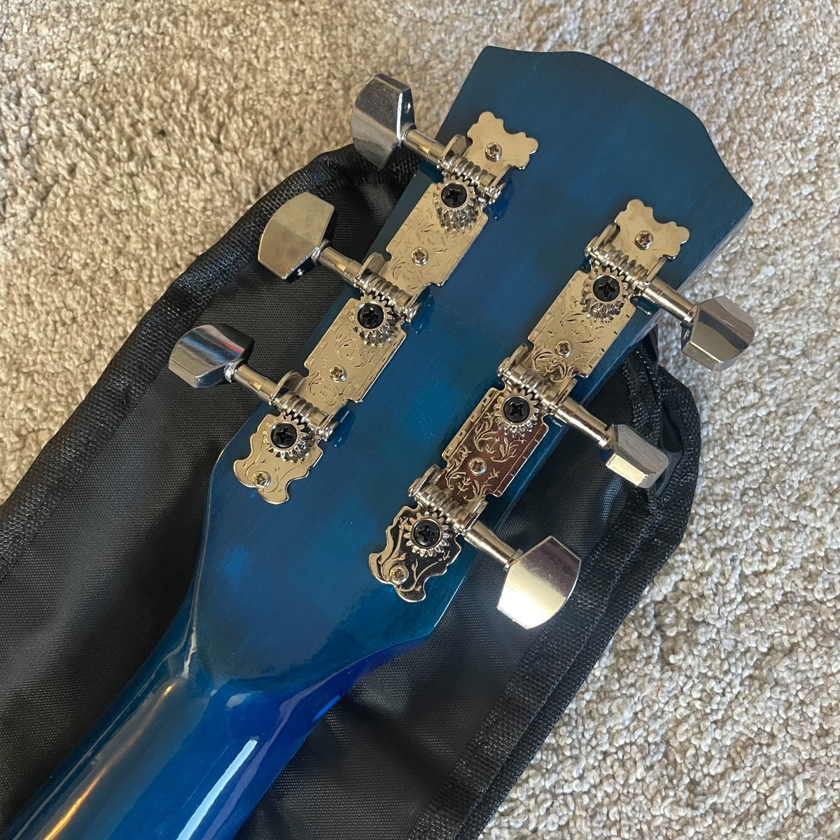 Full-Size 41" Blue Acoustic Guitar Starter Package w/ Capo, Tuner, Strap & Picks10