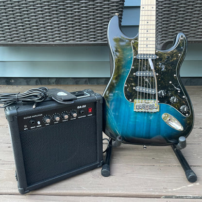 Blue Electric Guitar Starter Package with 20-Watt Amp and Accessories Full-Size4