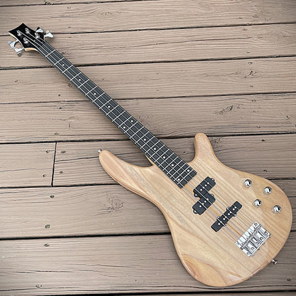 Full-Size Natural Bass Guitar with High Gloss Finish, 24-Frets, S-S Pickups10