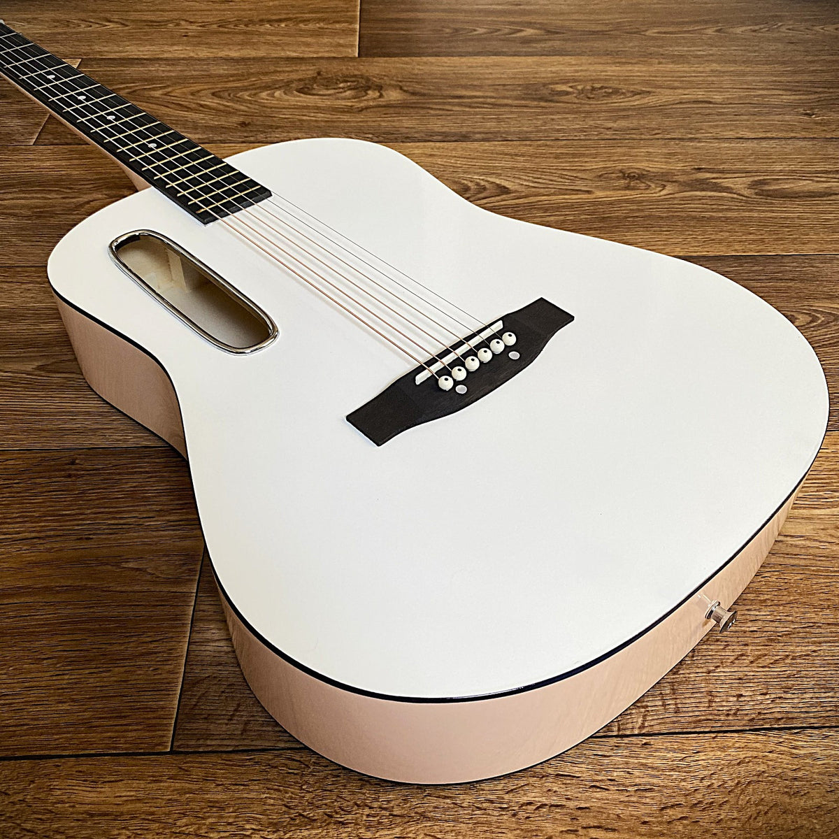 38" White Parlor Acoustic Guitar Beginner Package, Offset Soundhole, Peach Back2