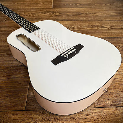 38" White Parlor Acoustic Guitar Beginner Package, Offset Soundhole, Peach Back2