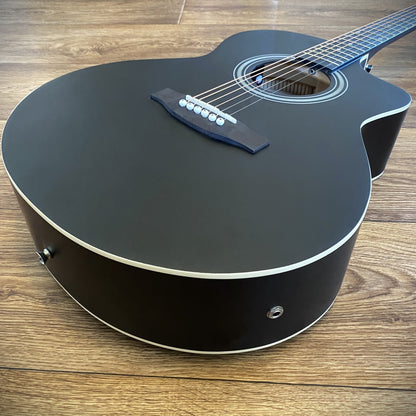 Black 41" Acoustic Electric Guitar & 15W Amp Beginner Package – Cutaway Jumbo7