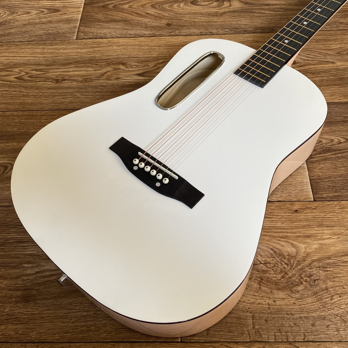 38" White Parlor Acoustic Guitar Beginner Package, Offset Soundhole, Peach Back12