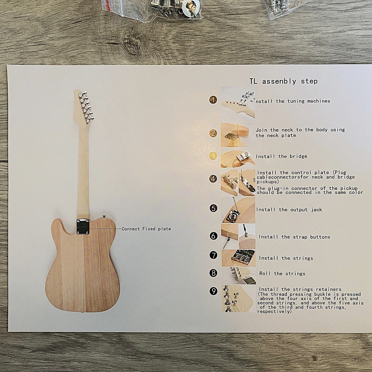 DIY Tele Style Electric Guitar Kit – Solid Mahogany Body, Solderless Starter Kit14