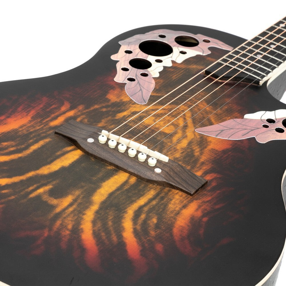Acoustic Electric Guitar with Round ABS Back, Spruce Top, Cutaway, and Gig Bag7