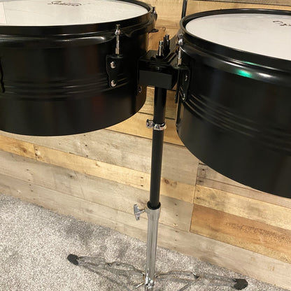 13" & 14" Timbales Set – Latin Percussion Drums w/ Cowbell & Double‑Braced Stand4