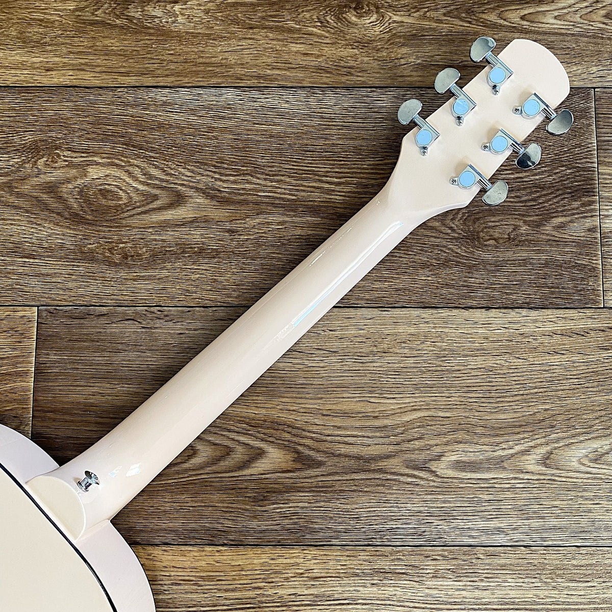 38" White Parlor Acoustic Guitar Beginner Package, Offset Soundhole, Peach Back11