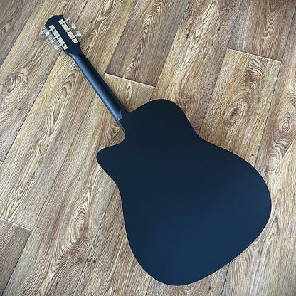 Full-Size 41" Black Acoustic Guitar with Cutaway, Capo, Tuner, Gig Bag & More11