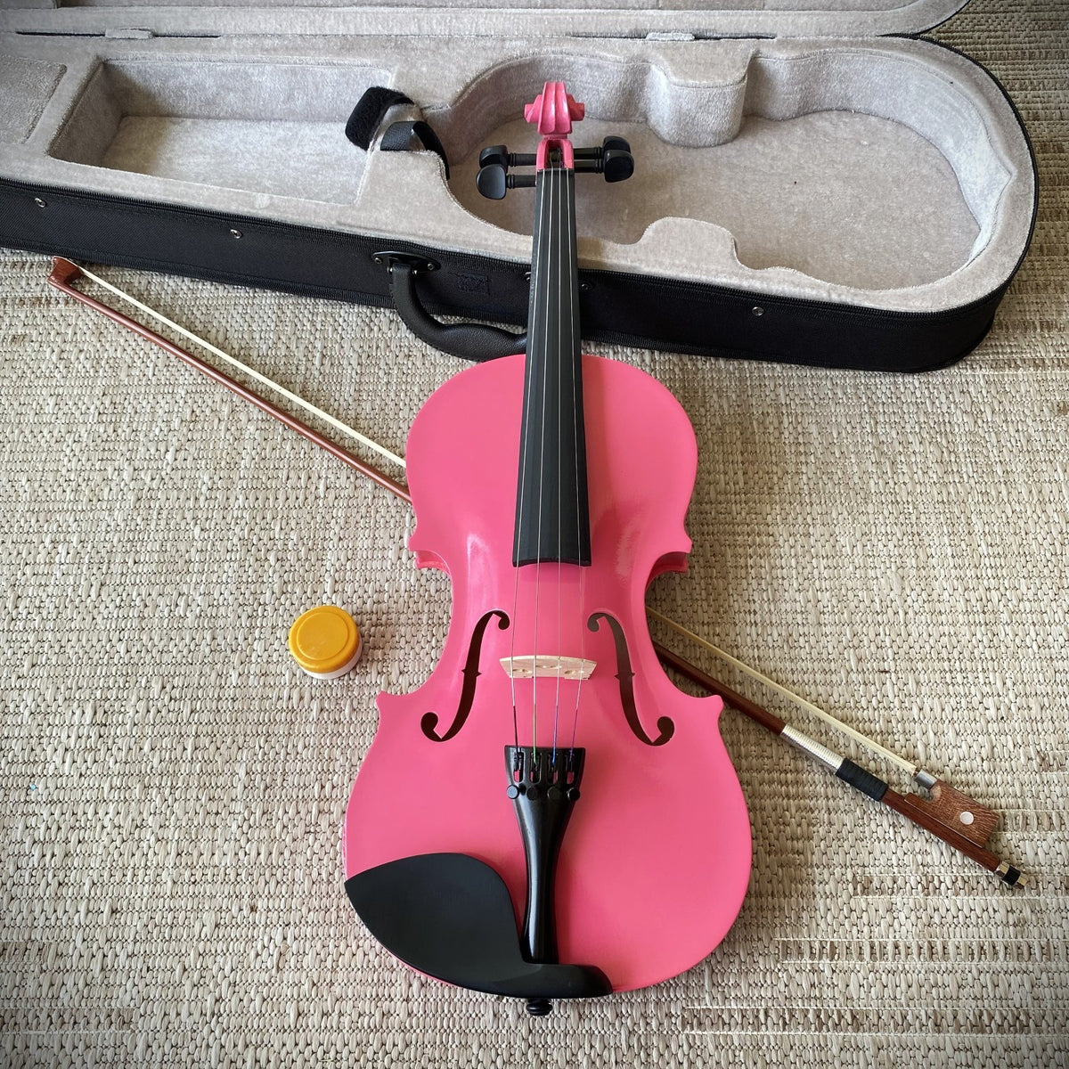 Full-Size 4/4 Pink Violin Starter Set with Case, Bow, Rosin, Solid Wood Violin2