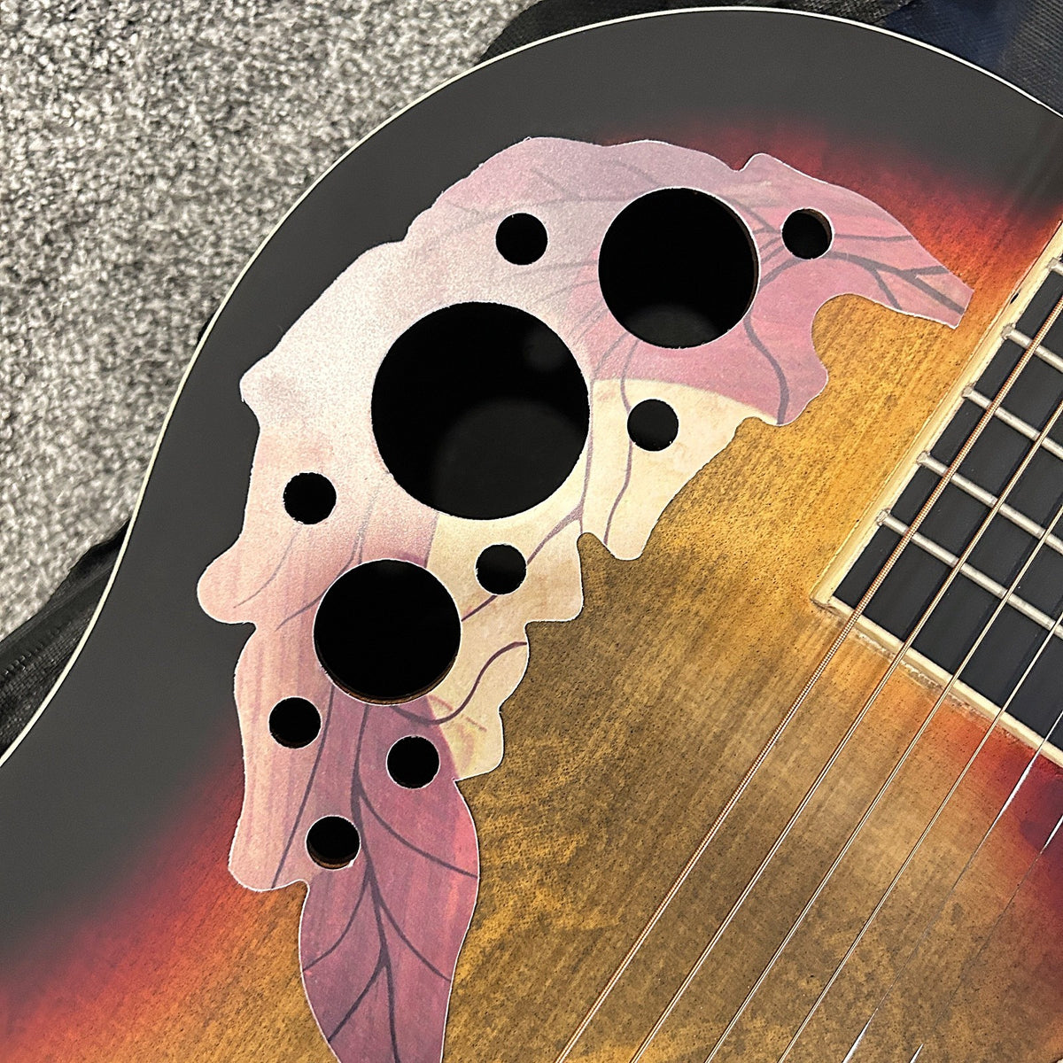 Full-Size Sunburst Acoustic Electric Guitar with Round Back, Grape Sound Holes5