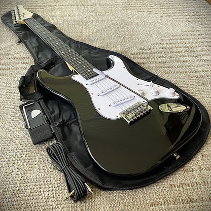 39" Full-Size Black Electric Guitar Package with Rosewood Fretboard, Maple Neck3