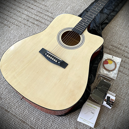 Full-Size 41" Beginner Acoustic Guitar Starter Set w/ Capo, Tuner, Strap & More0
