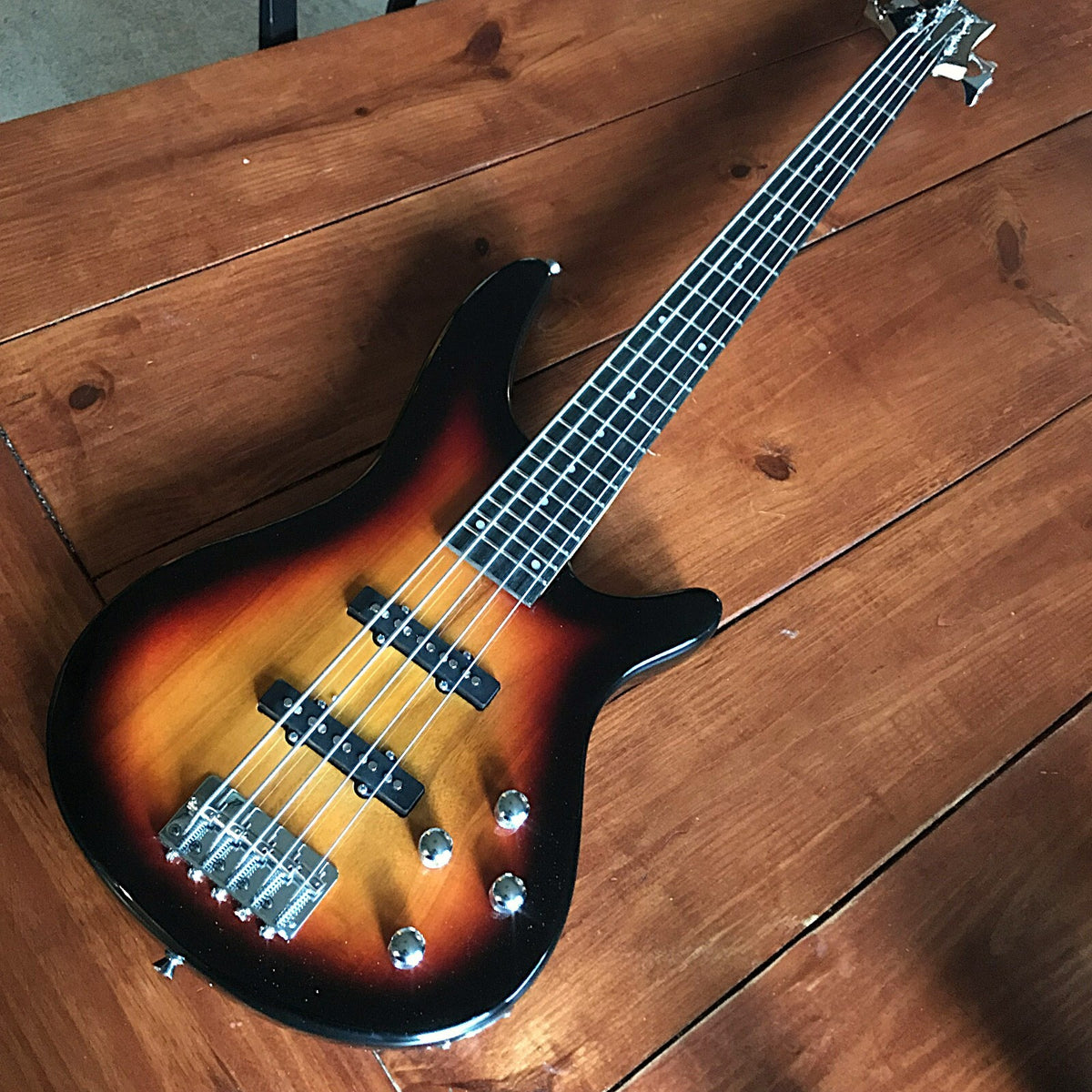 Sunburst 5 String Electric Bass Guitar 24-Frets with Gig Bag and Accessories0