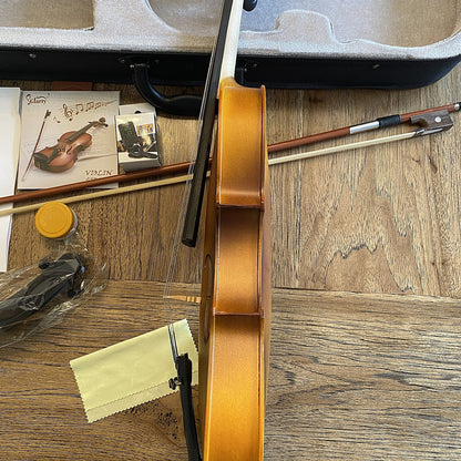 Full-Size 4/4 Violin with Gorgeous Antiqued Finish, Case, Bow, Rosin and More7