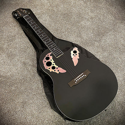 41" Black Acoustic Guitar – Cutaway Body, Laminate Spruce Top, ABS Rounded Back9
