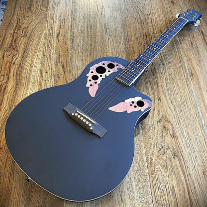41" Black Acoustic Guitar – Cutaway Body, Laminate Spruce Top, ABS Rounded Back11