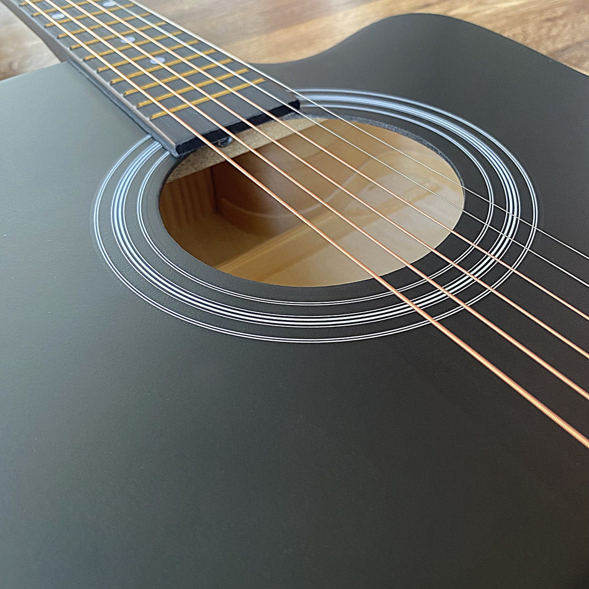 Full-Size 41" Black Acoustic Guitar with Cutaway, Capo, Tuner, Gig Bag & More7