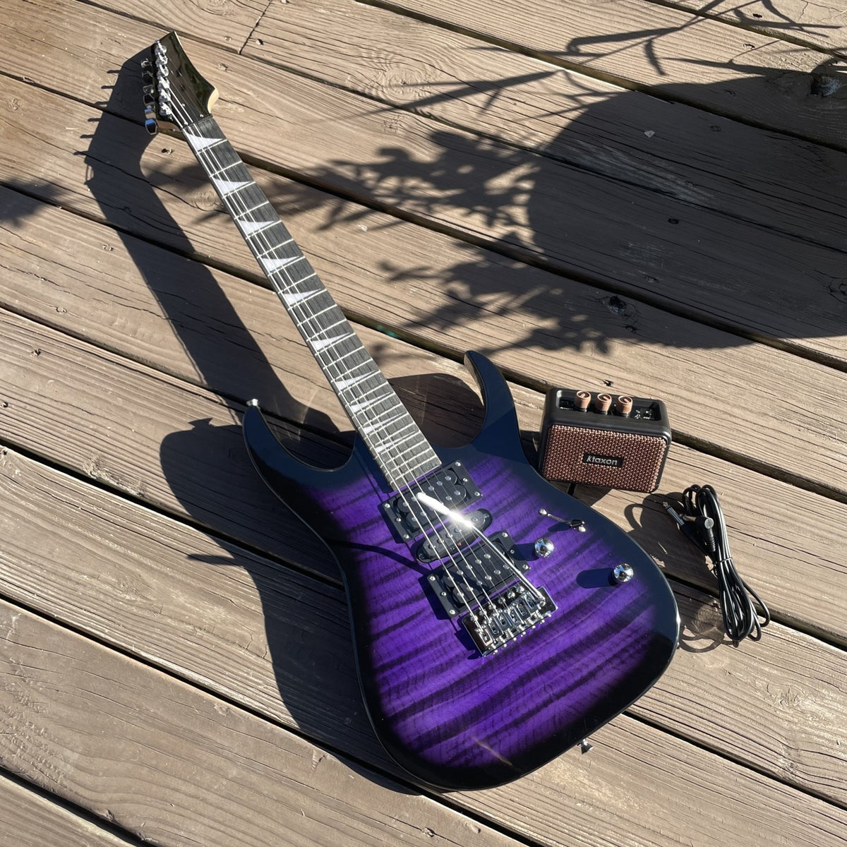 Full-Size Purple Electric Guitar and 5-Watt Amp Starter Package with Accessories3