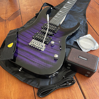 Full-Size Purple Electric Guitar and 5-Watt Amp Starter Package with Accessories16