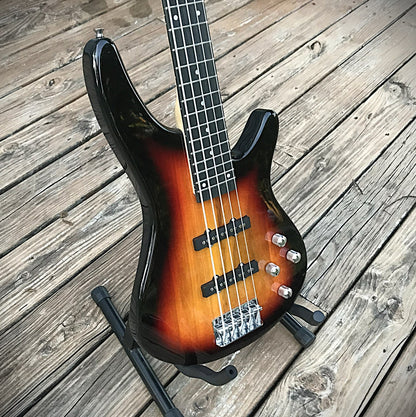 Sunburst 5 String Electric Bass Guitar 24-Frets with Gig Bag and Accessories7