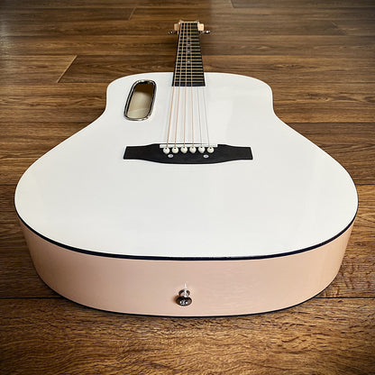 38" White Parlor Acoustic Guitar Beginner Package, Offset Soundhole, Peach Back5