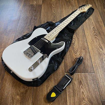 Full-Size White Electric Guitar - Single Cutaway Solid Body, Maple Fretboard11