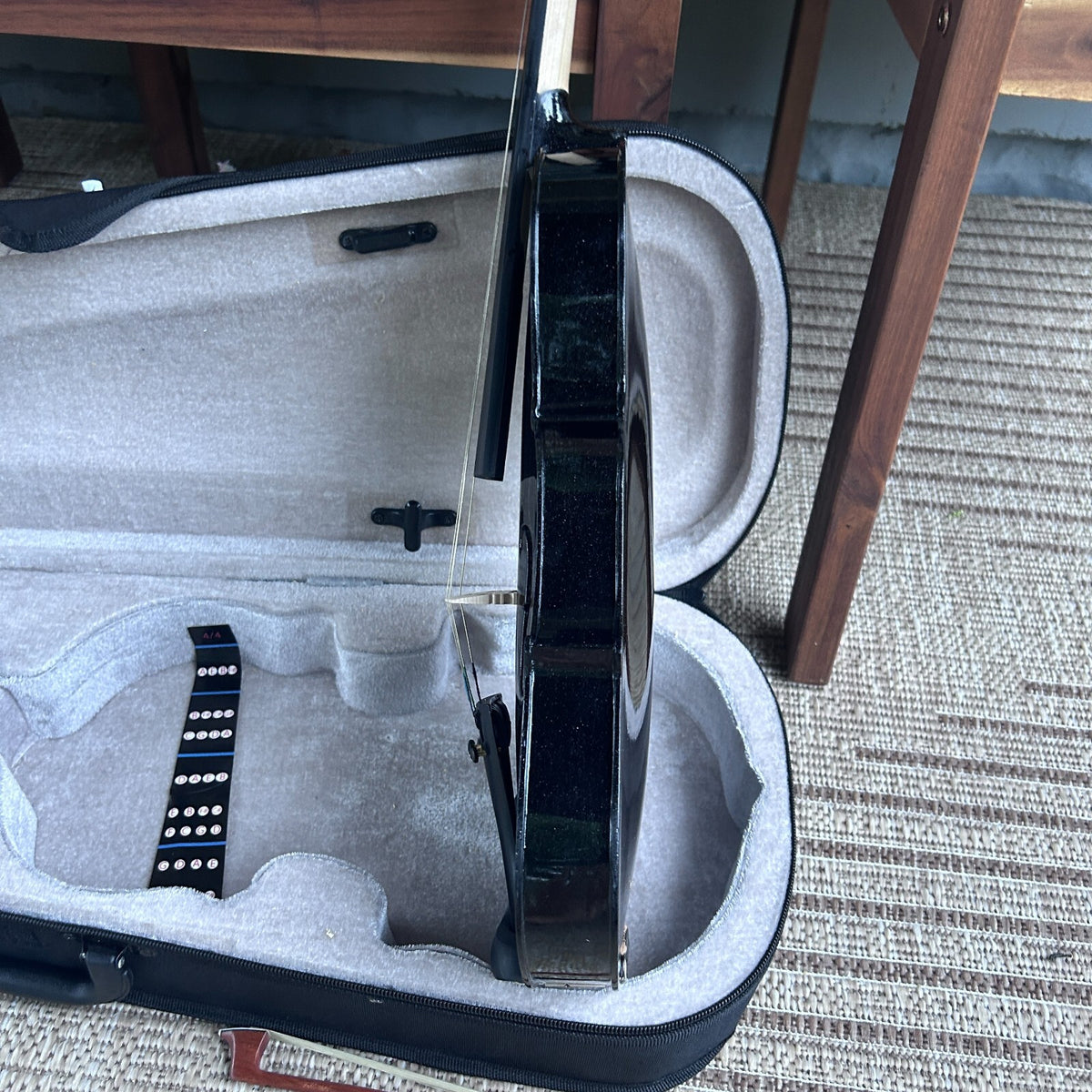 4/4 Full Size Black Violin with Case, Bow and Accessories, with Preset Bridge15