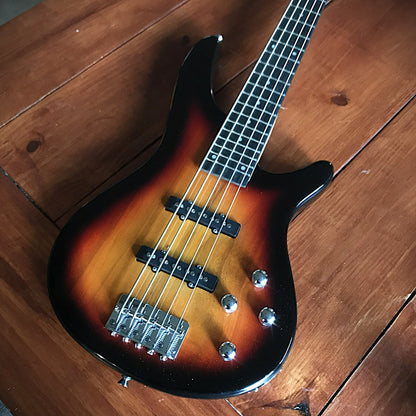 Sunburst 5 String Electric Bass Guitar 24-Frets with Gig Bag and Accessories1