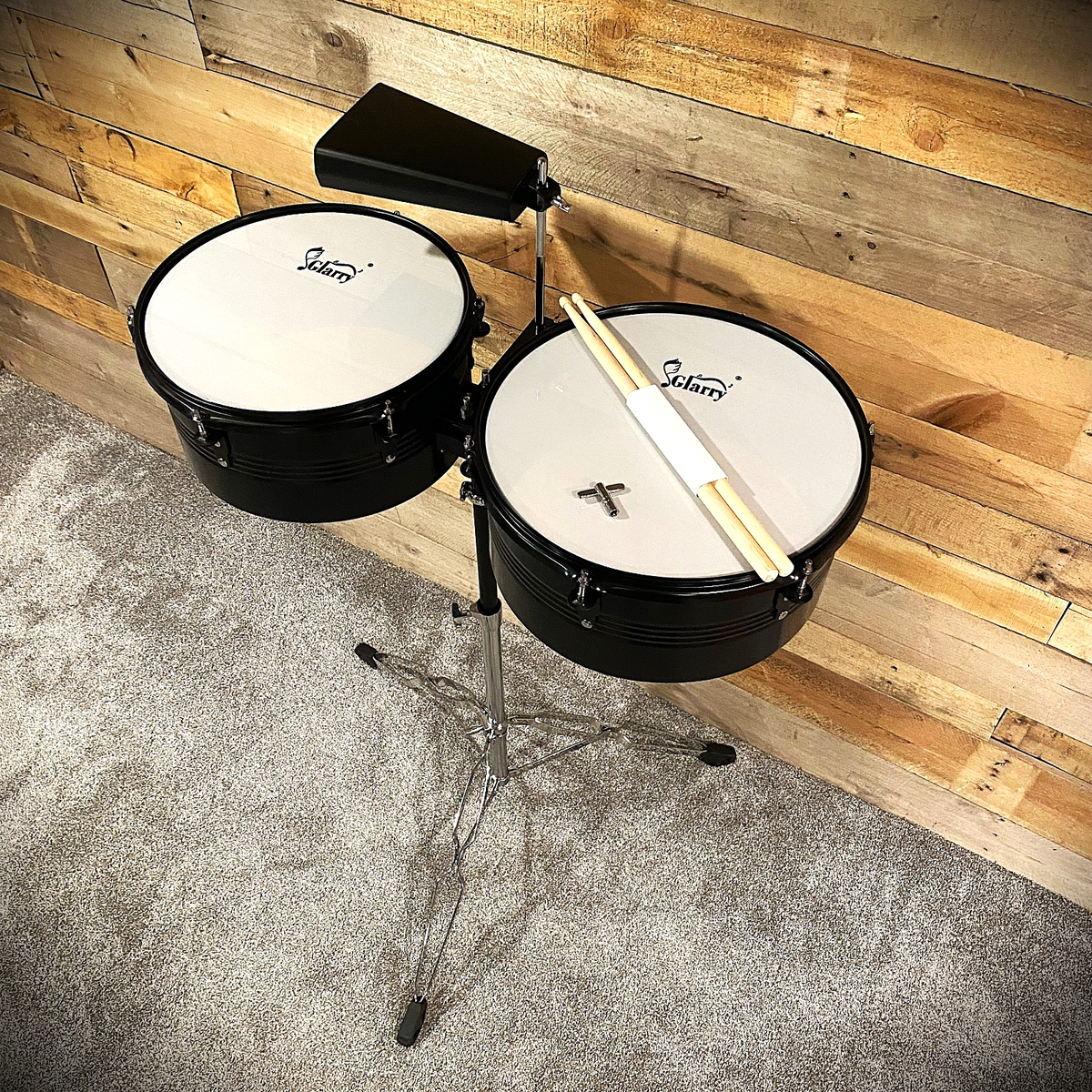 13" & 14" Timbales Set – Latin Percussion Drums w/ Cowbell & Double‑Braced Stand0