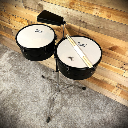 13" & 14" Timbales Set – Latin Percussion Drums w/ Cowbell & Double‑Braced Stand0
