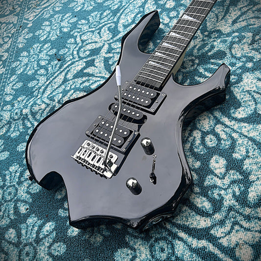 Full-Size Black Electric Guitar, 24-Fret Rosewood Fretboard Gig Bag, Accessories0