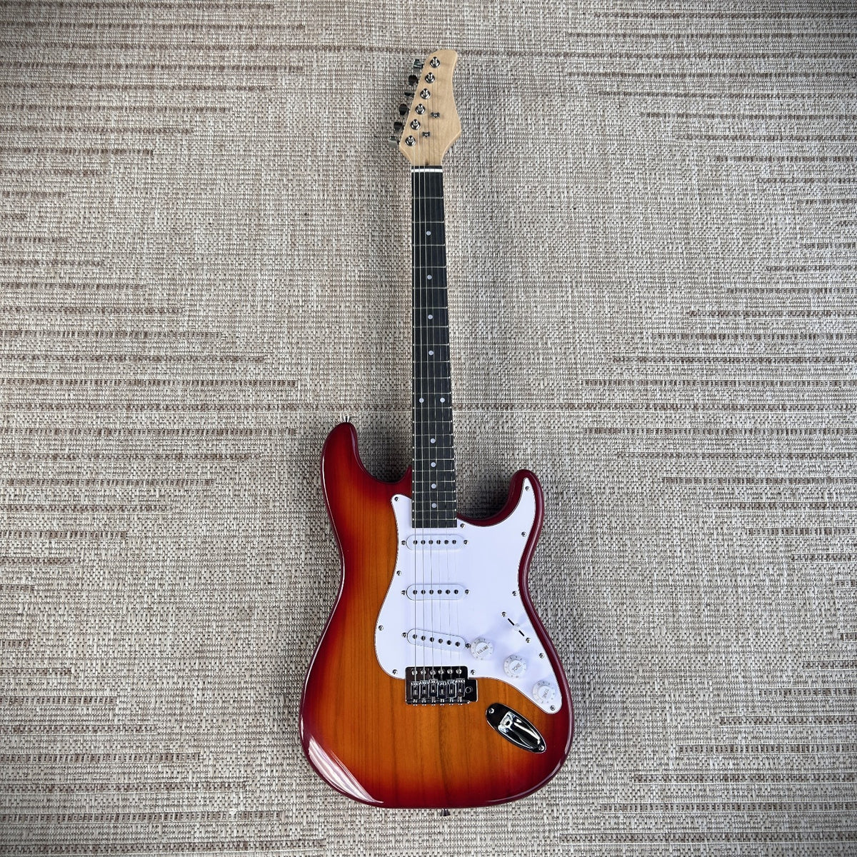 Cherry Sunburst Electric Guitar Package with Gig Bag, S-S-S Pickups, Full-Size1