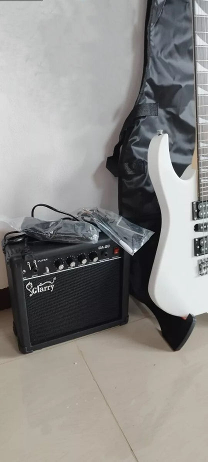 White Electric Guitar Starter Package with 20-watt Amp and Accessories Full Size7