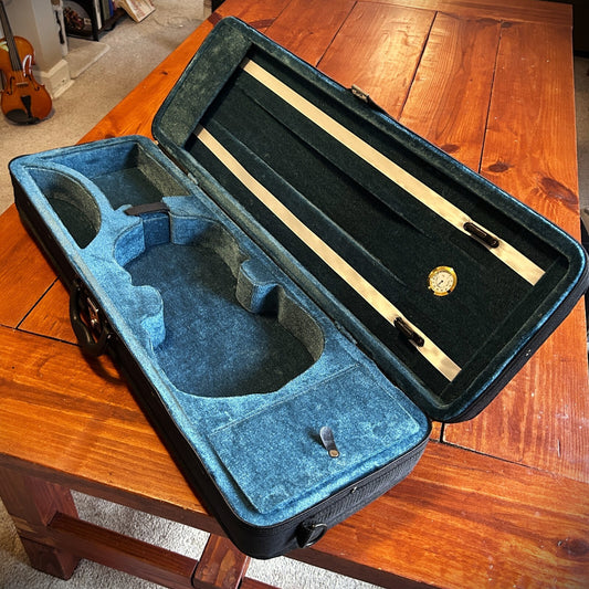 Lightweight Full Size 4/4 Square Violin Case with Hygrometer and 2 Bow Holders0