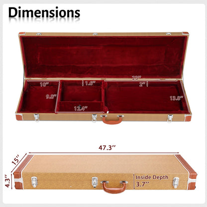 Bass Guitar Hard Case – Fits Jazz & P Style, Lockable 4 & 5 String Basses w/ Key16