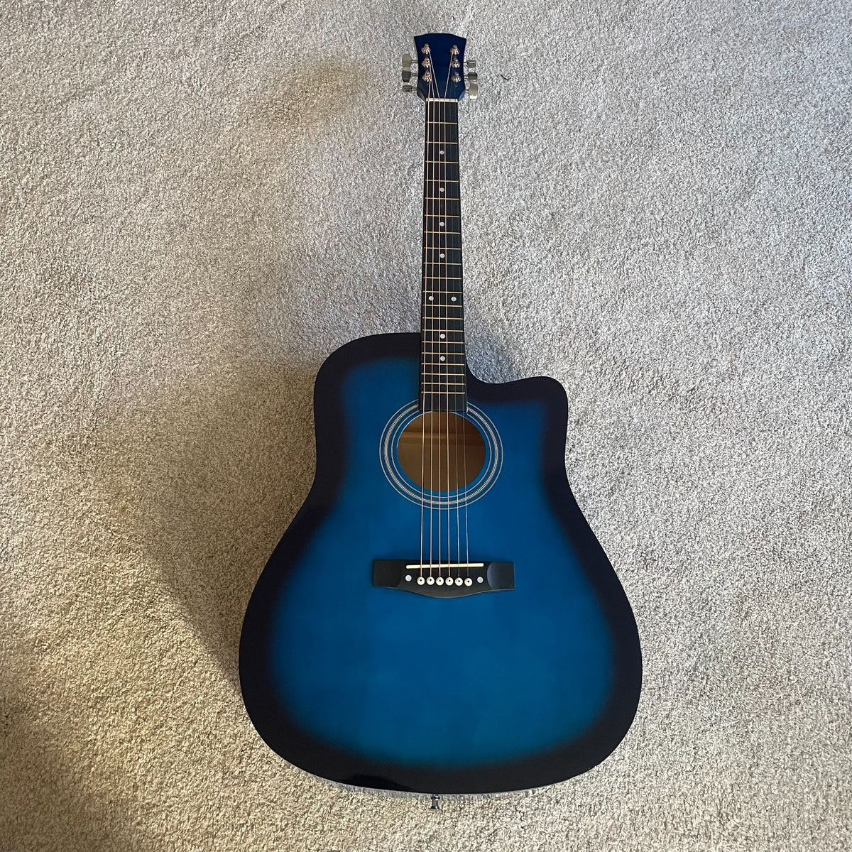 Full-Size 41" Blue Acoustic Guitar Starter Package w/ Capo, Tuner, Strap & Picks5