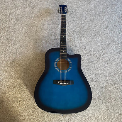 Full-Size 41" Blue Acoustic Guitar Starter Package w/ Capo, Tuner, Strap & Picks5